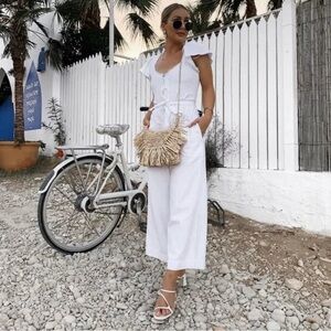 Zara White Sleeveless Jumpsuit